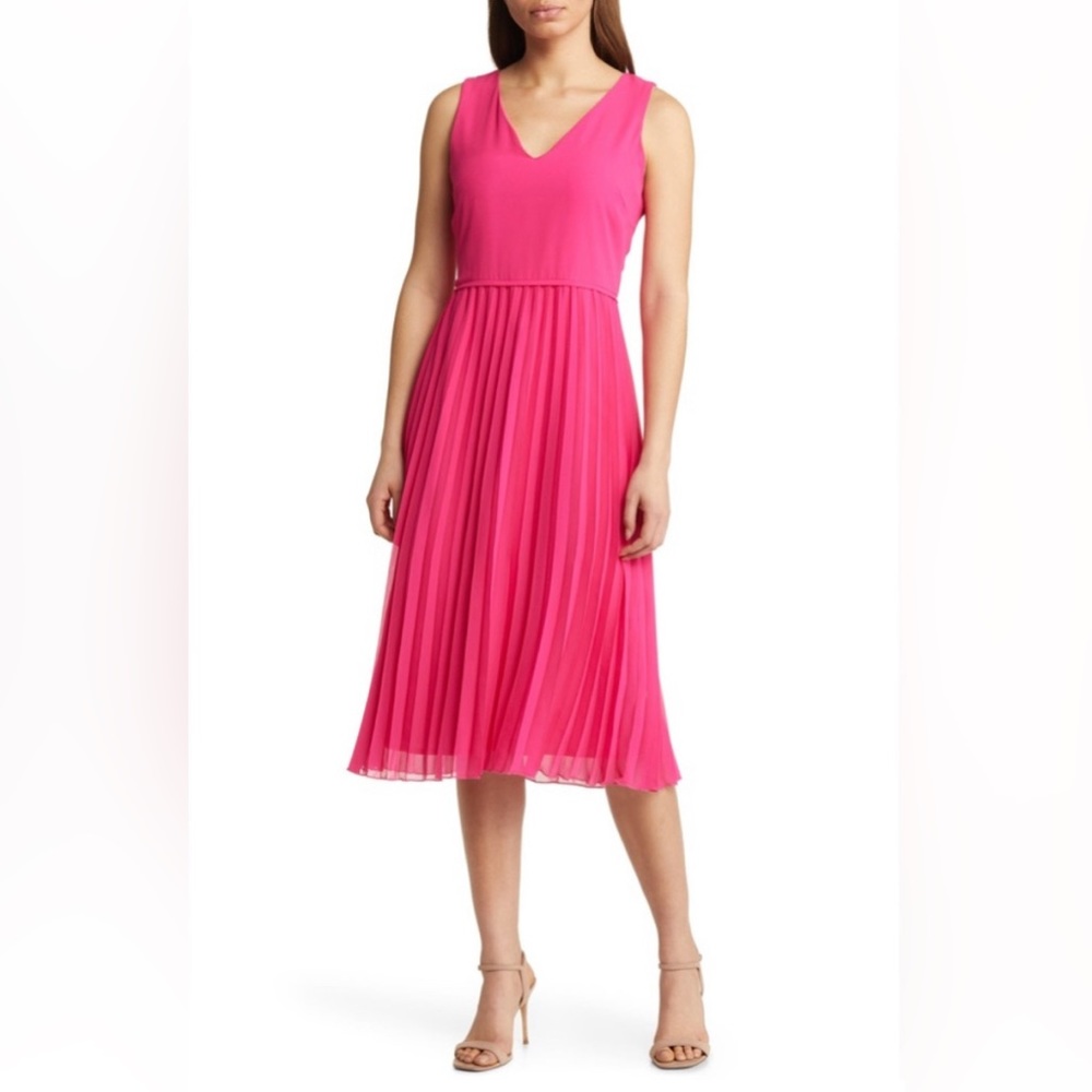 Sam Edelman Women’s Pink Pleated Midi Dress Size 6